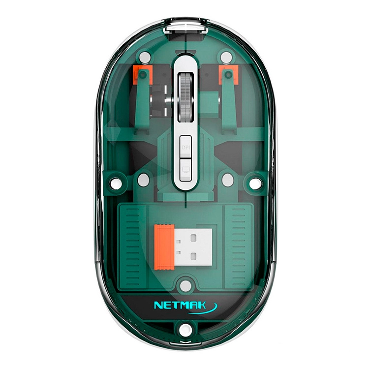 Mouse Netmak Optimize M670 Inalambrico Transparente Verde 2.4GHZ BT 5.0 Art.NM-M670-G.